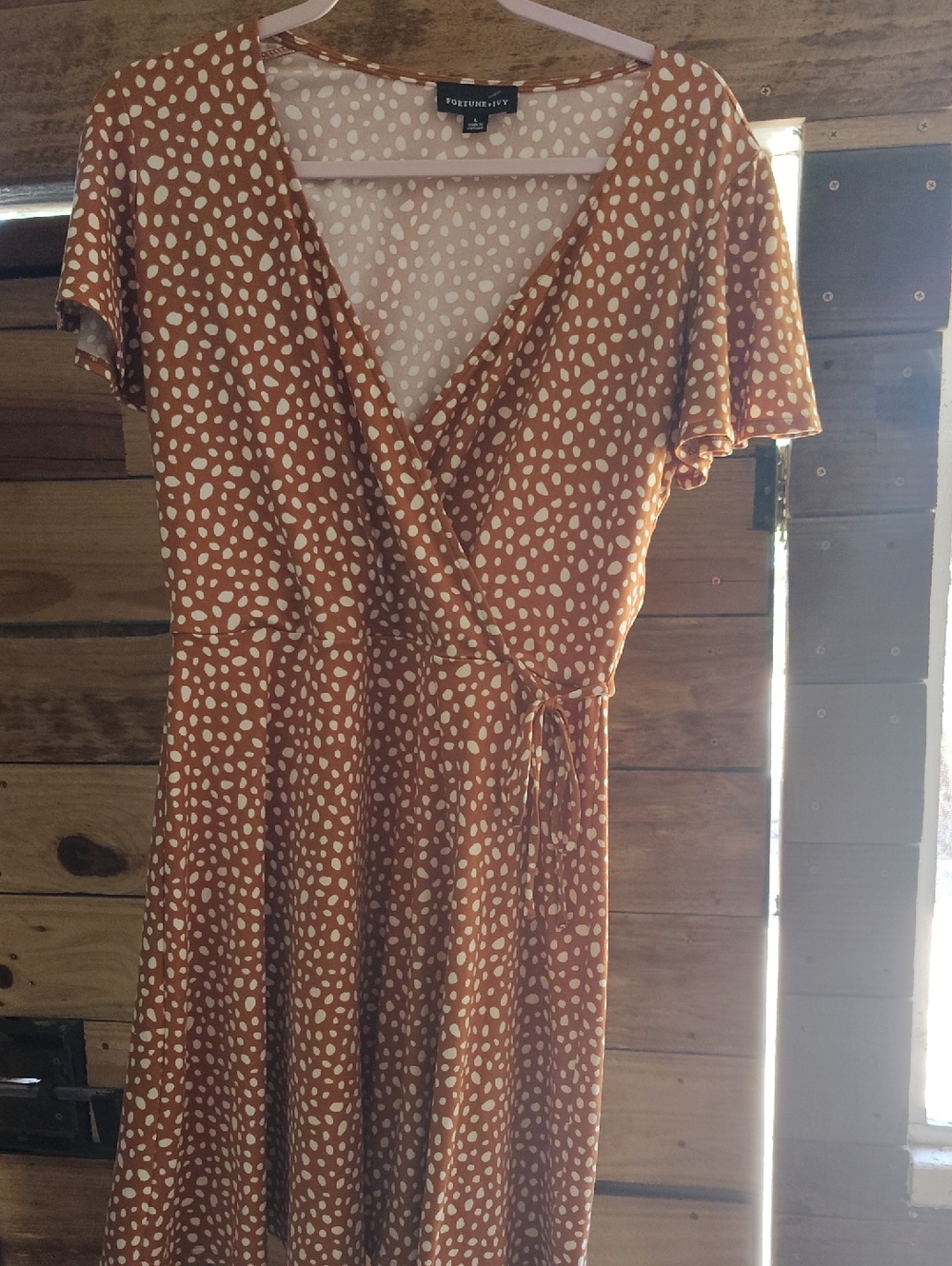 Forever 21 Rust Polka Dot Wrap Midi Dress
